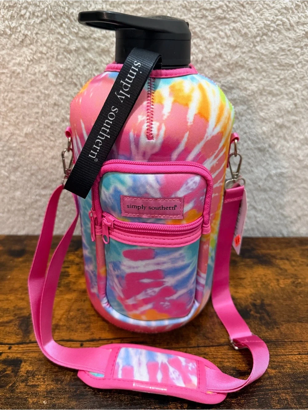Simply Southern Large Water Bottle Tie Dye Sleeve Strap 1 Gal Jug Drinking NEW